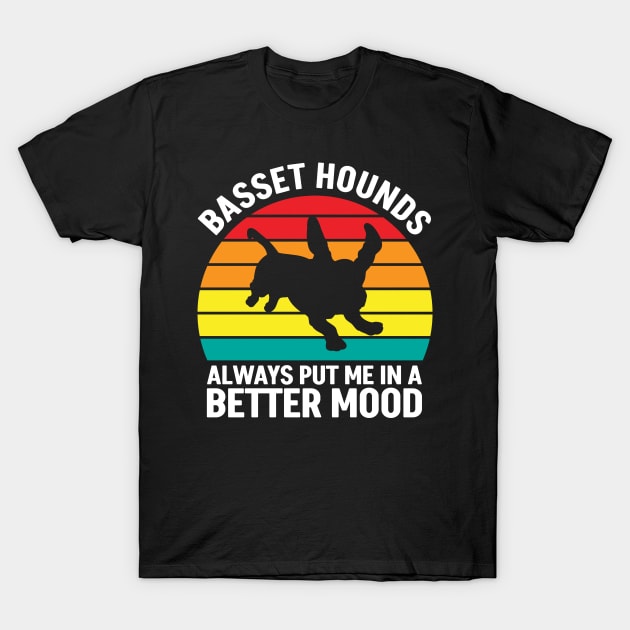 Better Mood Basset Hounds T-Shirt by White Martian